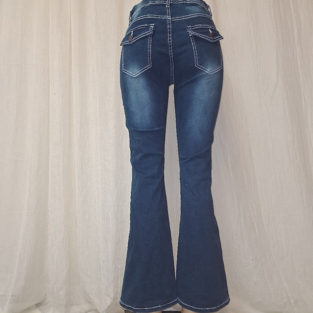 Angels Off Difference Women Size 10/30 Dark Blue Flare Jeans - Picture 12 of 16